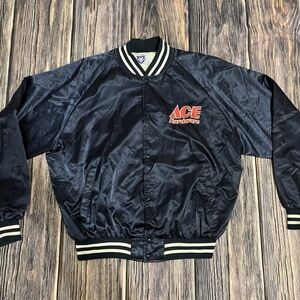 Vintage Ace Hardware Bomber Jacket Satin Members Only Style XL Employee Coat